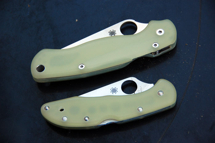 Spyderco Paramilitary 2 G10 Jade Scales with GITD pattern GLOW handles only 